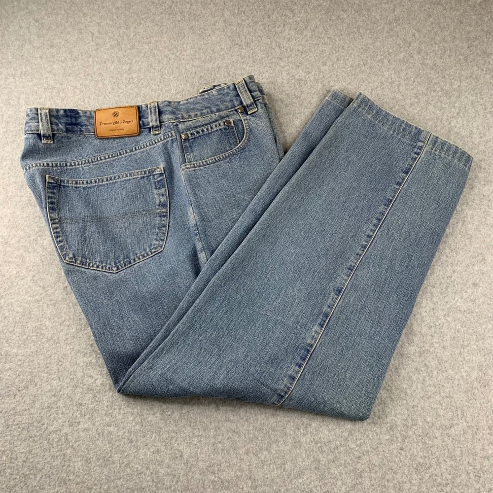 Ermenegildo Zegna Jeans 40x28 Blue Straight Leg Denim Made in Italy Medium Wash